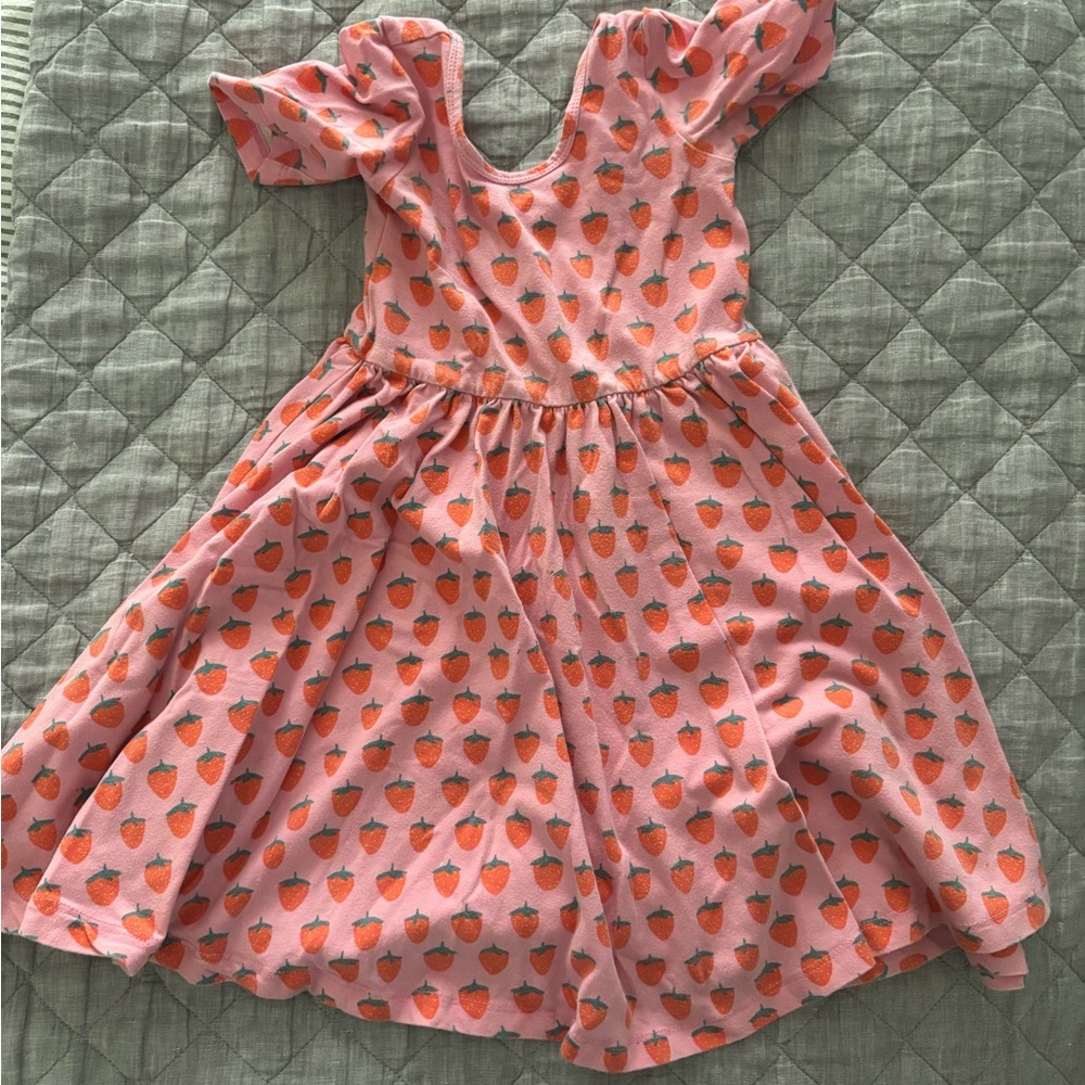 Alice & Ames Pink Strawberry Print Girls Dress